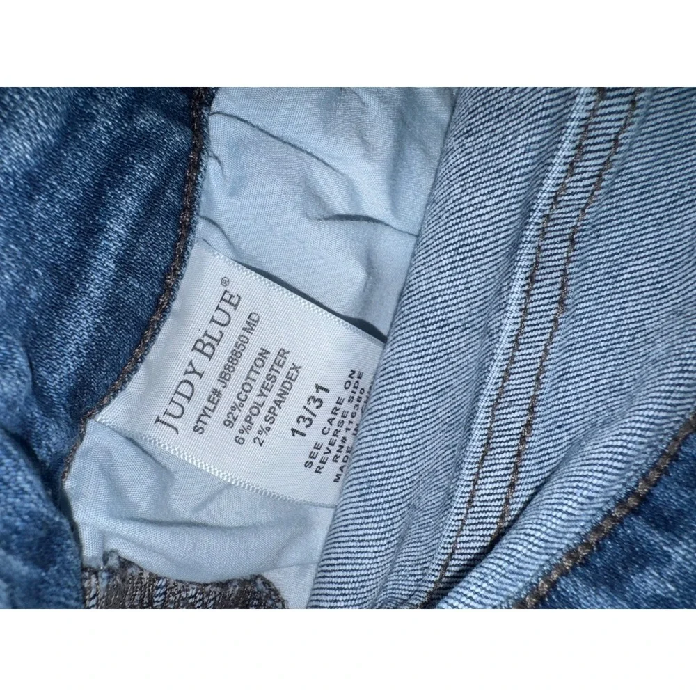 Judy Blue Wide Leg Jeans Women Medium Wash Braided Side Detail 13/31 JB88850 MD
